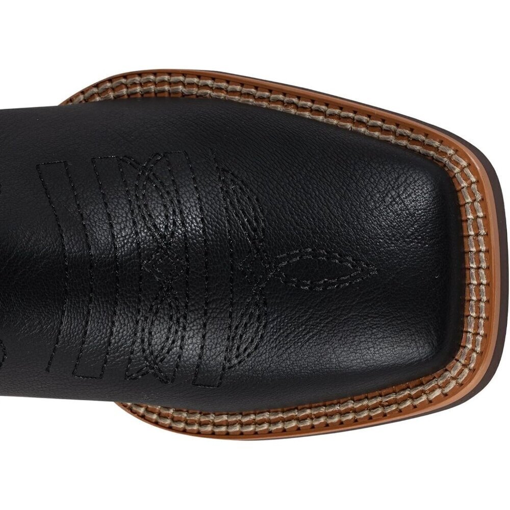 SheSole Western Boots Women Black Tan Faux Leather Square Toe Wide Mid Calf - Picture 3 of 9